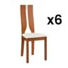 Lot De 6 Chaises SILVIA - Hêtre Massif - Merisier & Blanc