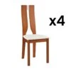 Lot De 4 Chaises SILVIA - Hêtre Massif - Merisier & Blanc