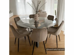 Lot De 6 Chaises - Velours Et Métal Noir - Taupe - MASURIE -Fren Soldes Boutique chaise 493387