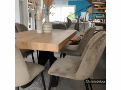 Lot De 6 Chaises ROSARIO - Effet Velours Et Métal Noir - Taupe -Fren Soldes Boutique chaise 500679