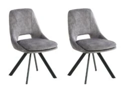 Lot De 2 Chaises - Velours Et Métal - Gris - KELINE