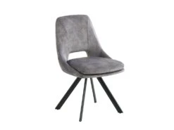 Lot De 2 Chaises - Velours Et Métal - Gris - KELINE -Fren Soldes Boutique chaise 507095