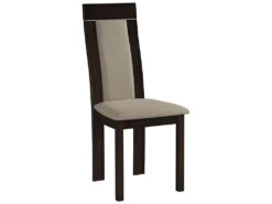 Lot De 2 Chaises BELINDA - Hêtre Et Tissu - Coloris : Noyer Et Beige -Fren Soldes Boutique chaise 514173