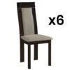 Lot De 6 Chaises BELINDA - Hêtre Et Tissu - Coloris : Noyer Et Beige