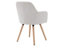 Chaise Avec Accoudoirs - Tissu Et Métal Effet Bois - Crème - ELEANA -Fren Soldes Boutique chaise 578863