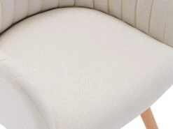 Chaise Avec Accoudoirs - Tissu Et Métal Effet Bois - Crème - ELEANA -Fren Soldes Boutique chaise 578869