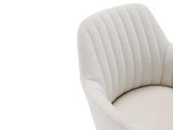 Chaise Avec Accoudoirs - Tissu Et Métal Effet Bois - Crème - ELEANA -Fren Soldes Boutique chaise 578871