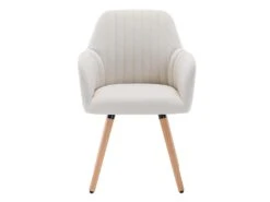 Chaise Avec Accoudoirs - Tissu Et Métal Effet Bois - Crème - ELEANA -Fren Soldes Boutique chaise 578873