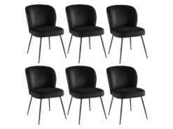 Lot De 6 Chaises En Velours Et Métal - Noir - POLPONA De Pascal MORABITO -Fren Soldes Boutique chaise 6841995