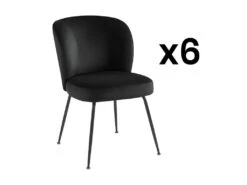 Lot De 6 Chaises En Velours Et Métal - Noir - POLPONA De Pascal MORABITO