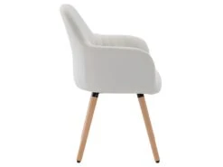Lot De 2 Chaises Avec Accoudoirs - Tissu Et Métal Effet Bois - Crème - ELEANA -Fren Soldes Boutique chaise 715935