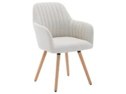 Lot De 2 Chaises Avec Accoudoirs - Tissu Et Métal Effet Bois - Crème - ELEANA -Fren Soldes Boutique chaise 715937