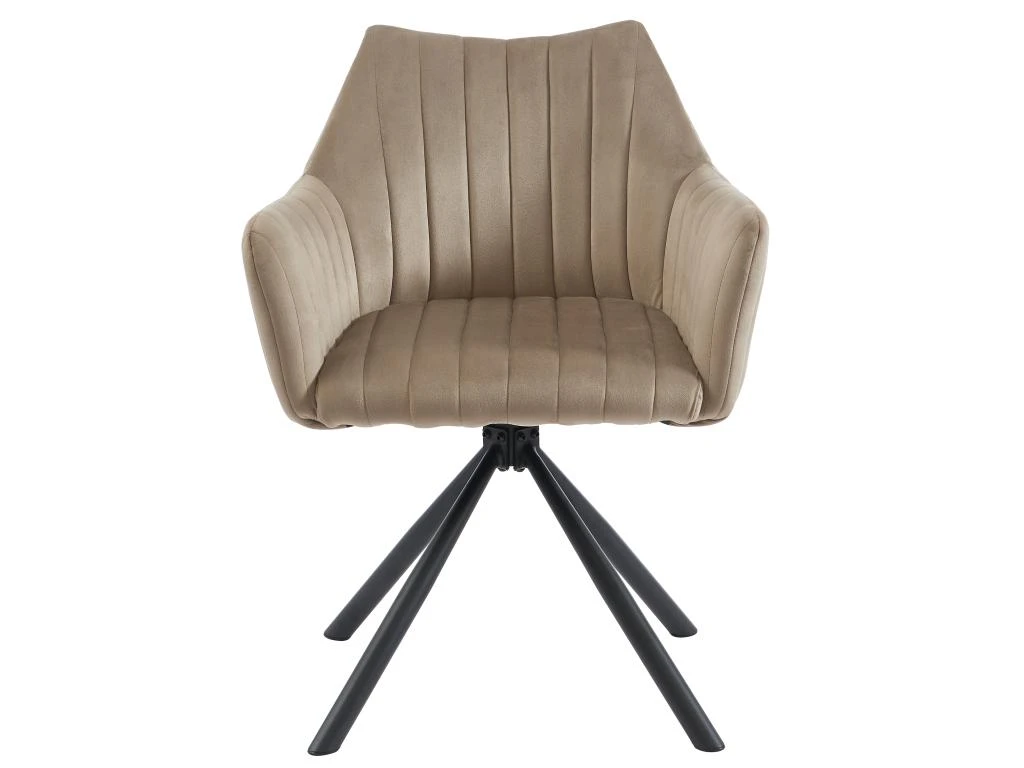 Lot De 2 Chaises Avec Accoudoirs En Velours Et Métal - Beige - IZIALI De Pascal MORABITO 4 Lot De 2 Chaises Avec Accoudoirs En Velours Et Métal - Beige - IZIALI De Pascal MORABITO – Image 4