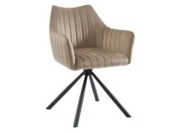 Lot De 6 Chaises Avec Accoudoirs En Velours Et Métal - Beige - IZIALI De Pascal MORABITO -Fren Soldes Boutique chaise 7729537