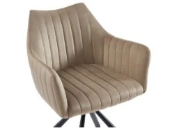 Lot De 6 Chaises Avec Accoudoirs En Velours Et Métal - Beige - IZIALI De Pascal MORABITO -Fren Soldes Boutique chaise 7729563