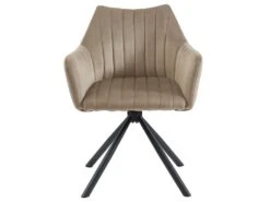 Lot De 6 Chaises Avec Accoudoirs En Velours Et Métal - Beige - IZIALI De Pascal MORABITO -Fren Soldes Boutique chaise 7729587