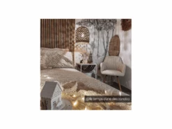 Chaise Avec Accoudoirs - Tissu Et Métal Effet Bois - Crème - ELEANA -Fren Soldes Boutique chaise 8739845