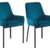 Lot De 2 Chaises Avec Accoudoirs En Velours Et Métal - Bleu - CAROLONA De Pascal MORABITO