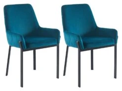 Lot De 2 Chaises Avec Accoudoirs En Velours Et Métal - Bleu - CAROLONA De Pascal MORABITO