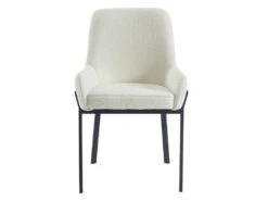 Lot De 2 Chaises Avec Accoudoirs En Tissu Bouclette Et Métal - Blanc - CAROLONA De Pascal MORABITO -Fren Soldes Boutique chaise 9066503