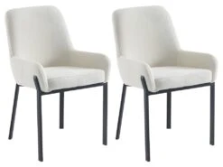 Lot De 2 Chaises Avec Accoudoirs En Tissu Bouclette Et Métal - Blanc - CAROLONA De Pascal MORABITO
