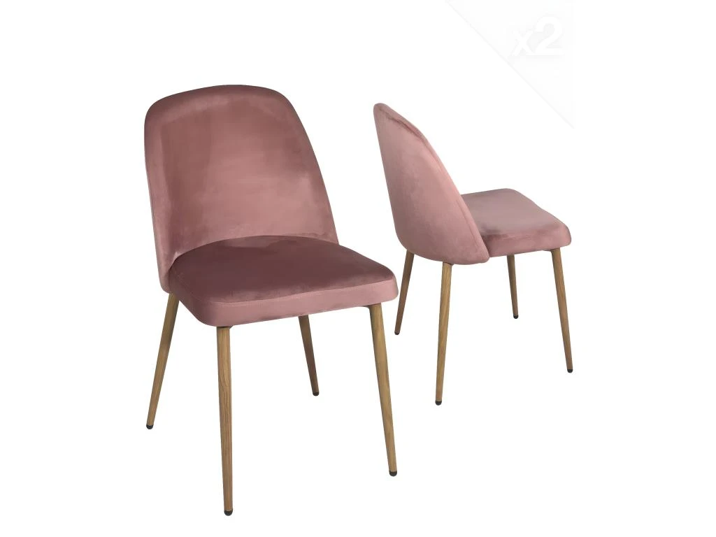 Chaise Scandinave Velours Rembourré DIMA (rose) 1 Chaise Scandinave Velours Rembourré DIMA (rose)