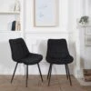 Lot De 2 Chaises En Velours LOUISE Noires - HAPPY GARDEN