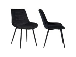 Lot De 2 Chaises En Velours LOUISE Noires - HAPPY GARDEN -Fren Soldes Boutique chaise 9242137