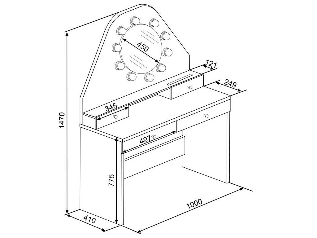 Coiffeuse GABRIELA - Miroir à LEDs Et Rangements - Rose Poudré 6 Coiffeuse GABRIELA - Miroir à LEDs Et Rangements - Rose Poudré – Image 6
