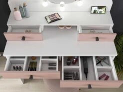 Coiffeuse GABRIELA - Miroir à LEDs Et Rangements - Rose Poudré 11 Coiffeuse GABRIELA - Miroir à LEDs Et Rangements - Rose Poudré -Fren Soldes Boutique coiffeuse 354505