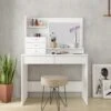Coiffeuse GIULIANA - Miroir à LEDs Et Rangements - Blanc