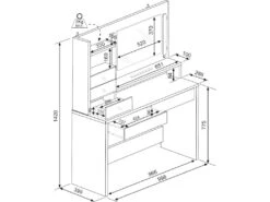 Coiffeuse GIULIANA - Miroir à LEDs Et Rangements - Blanc -Fren Soldes Boutique coiffeuse 411543