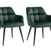 Lot De 2 Chaises Avec Accoudoirs - Velours Et Métal - Vert - PEGA De Pascal MORABITO