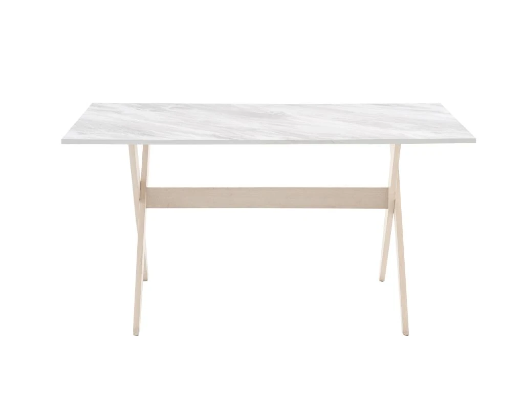 Ensemble Table + 6 Chaises - Blanc, Gris Et Naturel Clair - SERANI 4 Ensemble Table + 6 Chaises - Blanc, Gris Et Naturel Clair - SERANI – Image 4