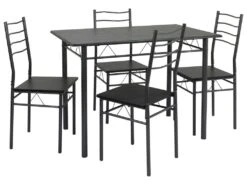 Ensemble De Table Et 4 Chaises Lima Pour Salle à Manger Noir/Gris