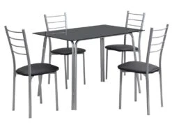 Ensemble Table + 4 Chaises - Noir Et Chromé - VILIARI -Fren Soldes Boutique ensemble table et chaise 12342061