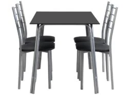 Ensemble Table + 4 Chaises - Noir Et Chromé - VILIARI -Fren Soldes Boutique ensemble table et chaise 12342069
