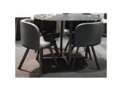 Ensemble CANNES Table + 4 Chaises Noir. Idéal Pour Cuisine Ou Salle à Manger.