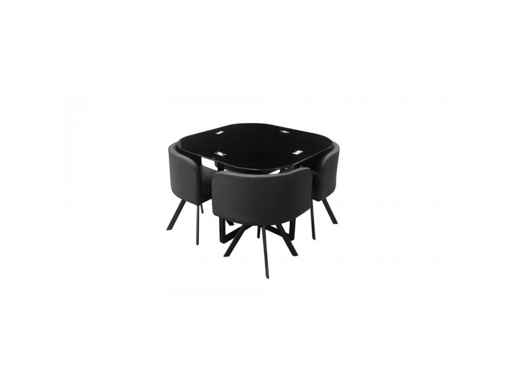 Ensemble CANNES Table + 4 Chaises Noir. Idéal Pour Cuisine Ou Salle à Manger. 3 Ensemble CANNES Table + 4 Chaises Noir. Idéal Pour Cuisine Ou Salle à Manger. – Image 3
