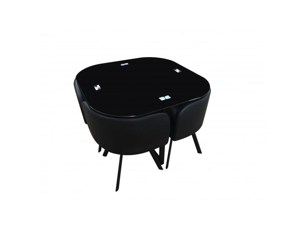 Ensemble CANNES Table + 4 Chaises Noir. Idéal Pour Cuisine Ou Salle à Manger. 5 Ensemble CANNES Table + 4 Chaises Noir. Idéal Pour Cuisine Ou Salle à Manger. – Image 5
