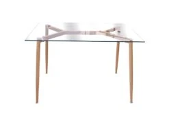 VERANA - Pack Table En Verre + 4 Chaises Gris Chiné Foncé -Fren Soldes Boutique ensemble table et chaise 12600031