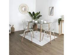 VERANA - Ensemble Table En Verre + 4 Chaises Transparentes