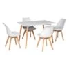 Ensemble Table Rectangulaire 120cm PIA Et 4 Chaises NORA Blanc - HAPPY GARDEN