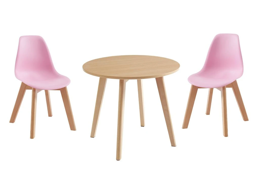 Ensemble Table Enfant LOULOUNE + 2 Chaises LILINOU - Naturel Et Rose 2 Ensemble Table Enfant LOULOUNE + 2 Chaises LILINOU - Naturel Et Rose – Image 2
