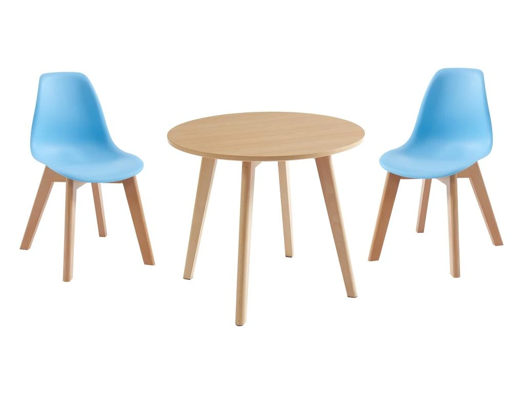 Ensemble Table Enfant LOULOUNE + 2 Chaises LILINOU - Naturel Et Bleu 2 Ensemble Table Enfant LOULOUNE + 2 Chaises LILINOU - Naturel Et Bleu – Image 2