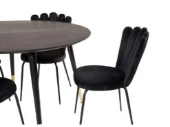 DippØ115BLBR Ensemble Table, Table Noir Et 4 Limhamn Chaises Velours Noir. -Fren Soldes Boutique ensemble table et chaise 22189215
