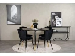 DippØ115BLBR Ensemble Table, Table Noir Et 4 Limhamn Chaises Velours Noir. -Fren Soldes Boutique ensemble table et chaise 22189217