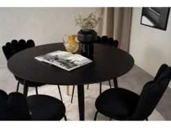 DippØ115BLBR Ensemble Table, Table Noir Et 4 Limhamn Chaises Velours Noir. -Fren Soldes Boutique ensemble table et chaise 22189219