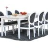 Venedig Ensemble De Salle à Manger 95x180/276, 2 Tablettes De Rangement Blanches Inclues Avec 6 Chaises Rococo, Blanc/noir.