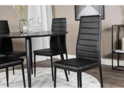 DippØ115BLBL Ensemble Table, Table Noir Et 4 Slim High Back Chaises Similicuir PU Noir. -Fren Soldes Boutique ensemble table et chaise 22190341